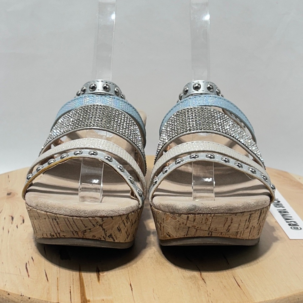Patrizia Multistrap Womens Slip On Open Toe Rhinestone Accent‎ Wedge Sandal -42 - Picture 4 of 10